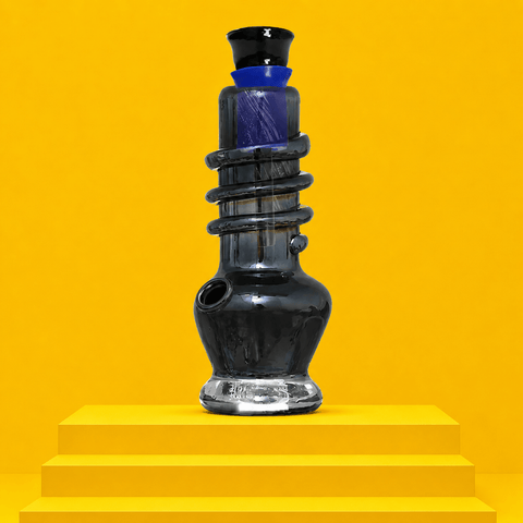Patterned Coloured Twister Round Base Glass Waterpipe 15.2cm | Shisha Glass