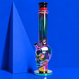 Rainbow Glossy Skull Shape Round Base Glass Waterpipe 35cm | Shisha Glass