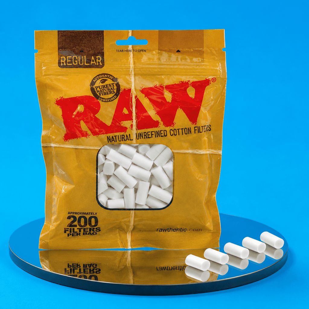 Raw Regular Cotton Filter 200 Per Bag | Shisha Glass