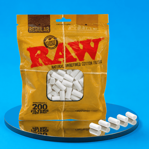Raw Regular Cotton Filter 200 Per Bag | Shisha Glass