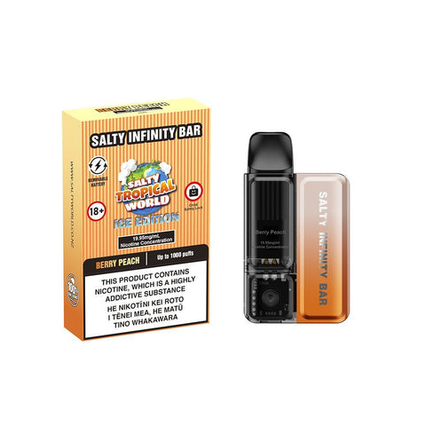 Salty Infinity Bar [Ice Edition] Berry Peach Disposable Vape | Shisha Glass