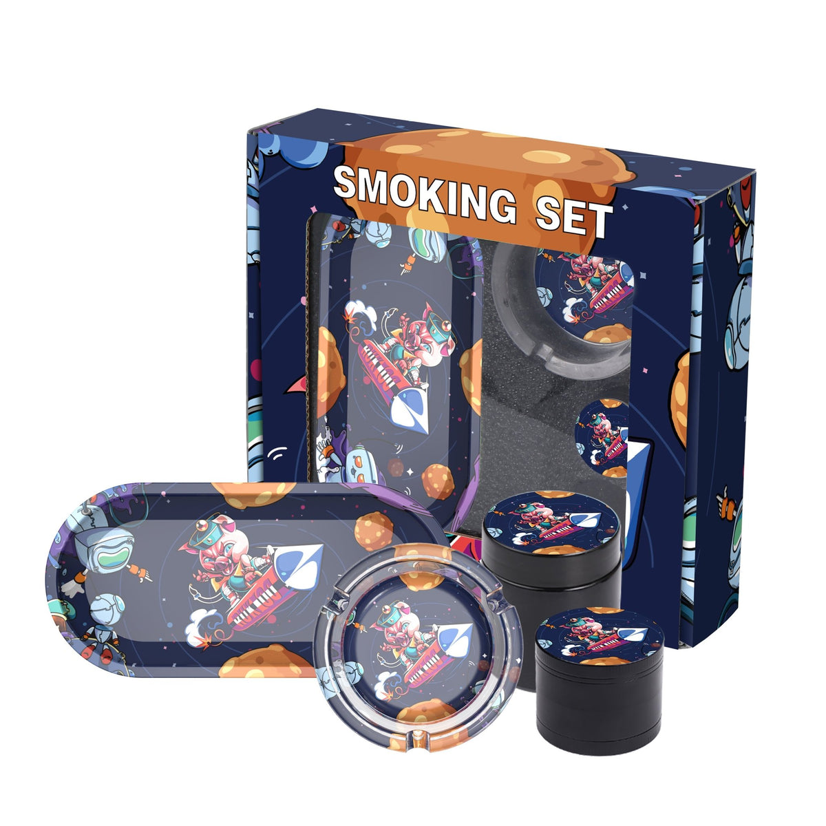 Shishaglass Complete Smoking Set Box (Pipe,Grinder,Ash Tray,Rolling Tray,Jar) | Shisha Glass