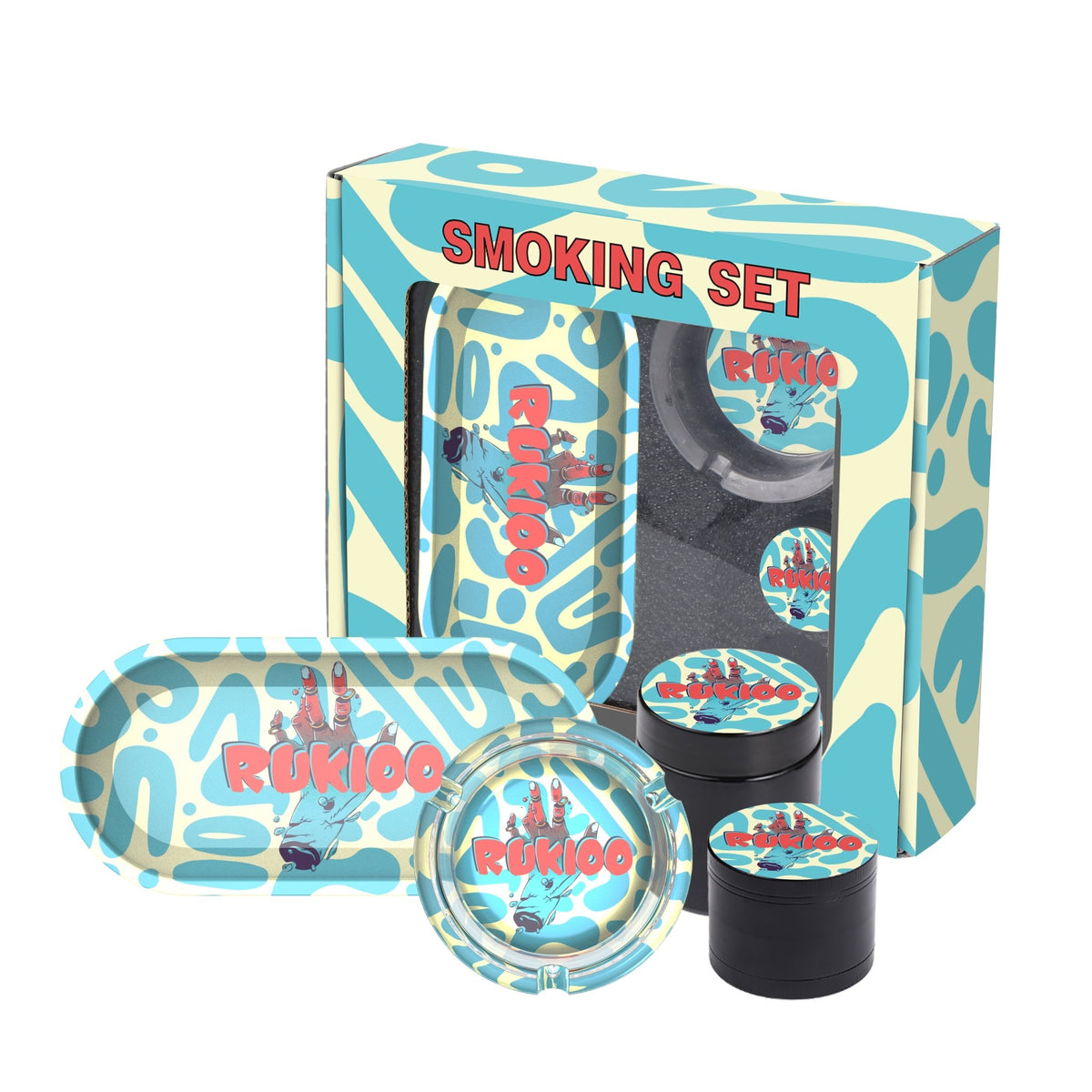 Shishaglass Complete Smoking Set Box (Pipe,Grinder,Ash Tray,Rolling Tray,Jar) | Shisha Glass