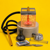 Square Acrylic Shisha Hookah Set with LED Light 1xHose Combo Kit | Shisha Glass