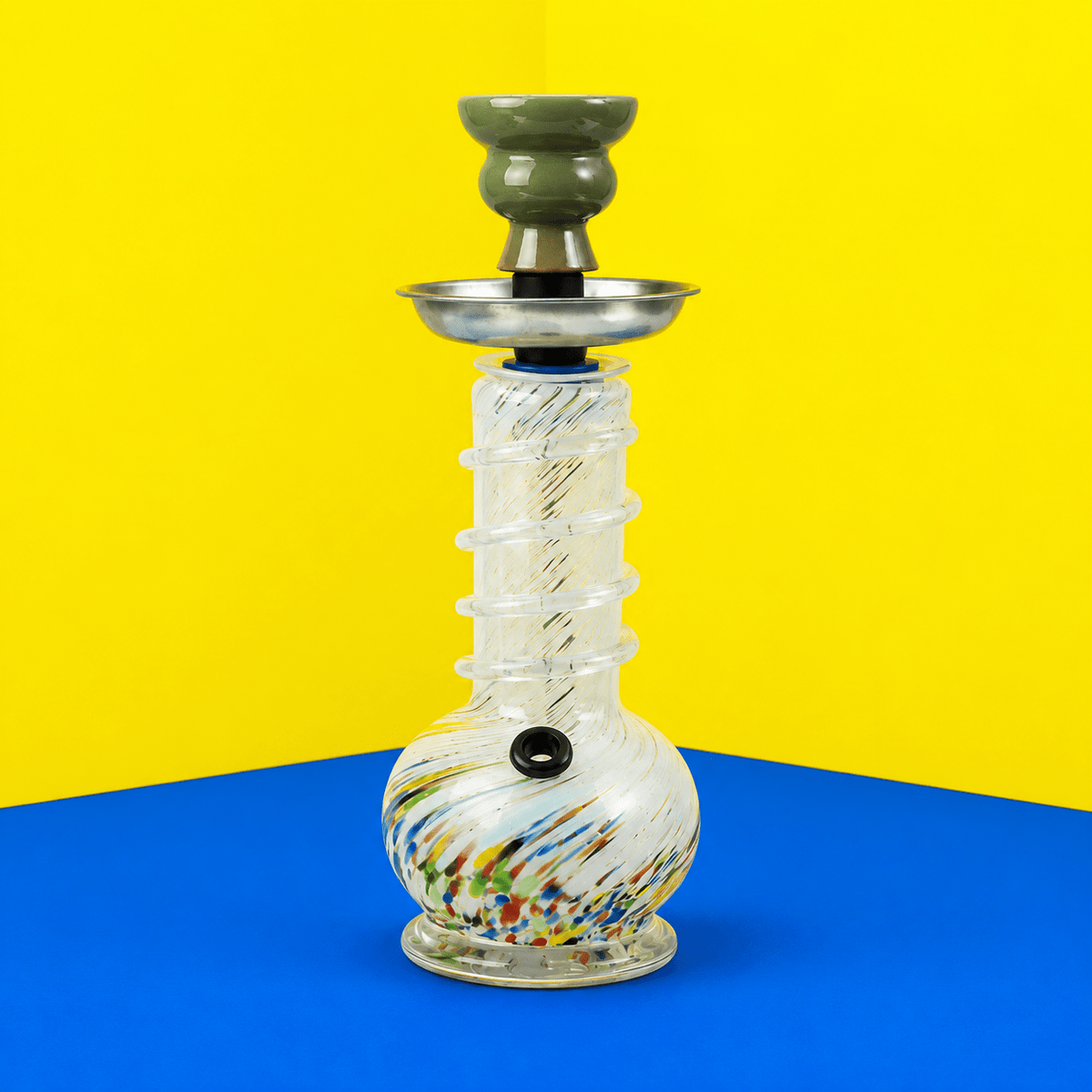 ST4 Coloured Twister Round Base Glass Waterpipe 20.3cm | Shisha Glass