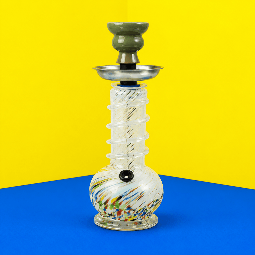 ST4 Coloured Twister Round Base Glass Waterpipe 20.3cm | Shisha Glass