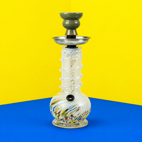 ST4 Coloured Twister Round Base Glass Waterpipe 20.3cm | Shisha Glass