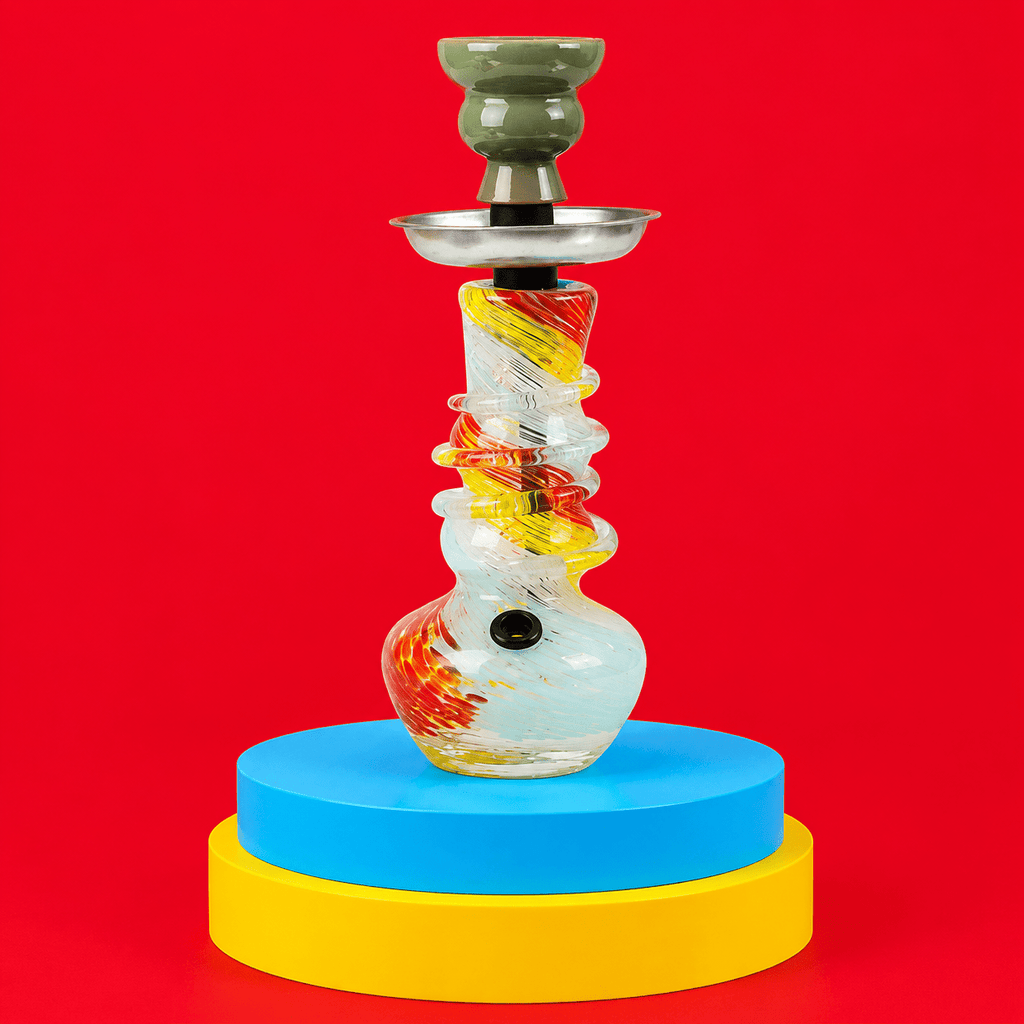 ST5 Coloured Twister Triple Round Base Glass Waterpipe 20.3cm | Shisha Glass