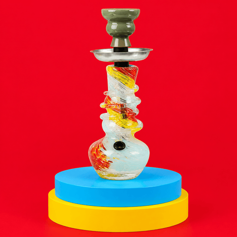 ST5 Coloured Twister Triple Round Base Glass Waterpipe 20.3cm | Shisha Glass