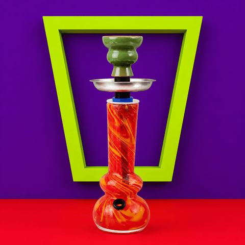 ST6 Coloured Double Round Base Glass Waterpipe 20.3cm | Shisha Glass