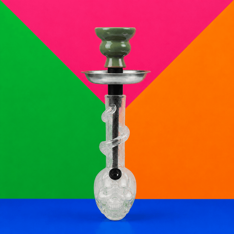ST7 Coloured Twister Skull Base Glass Waterpipe 20.3cm | Shisha Glass