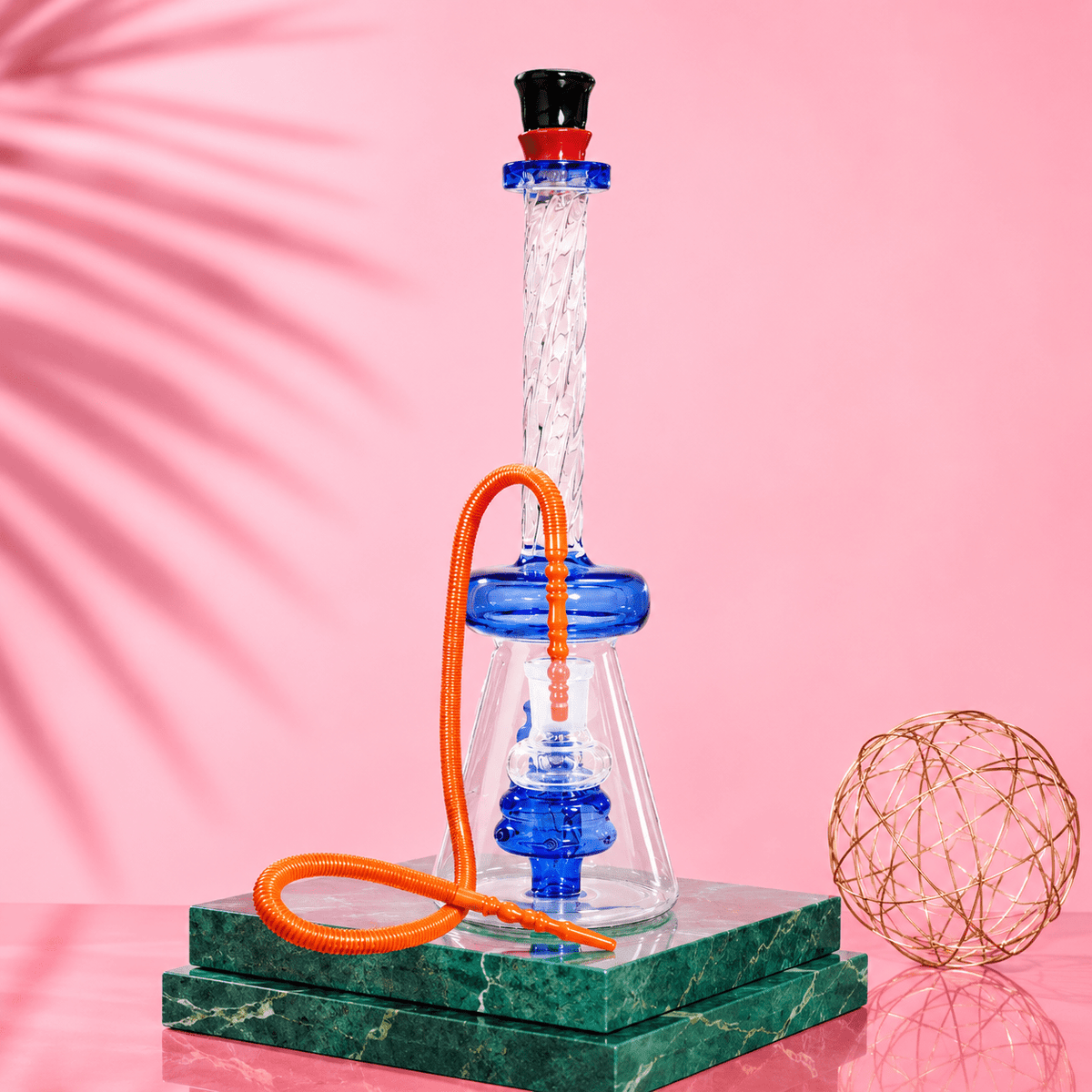 Wavy Neck Glass Waterpipe with Percolator 24cm | Shisha Glass