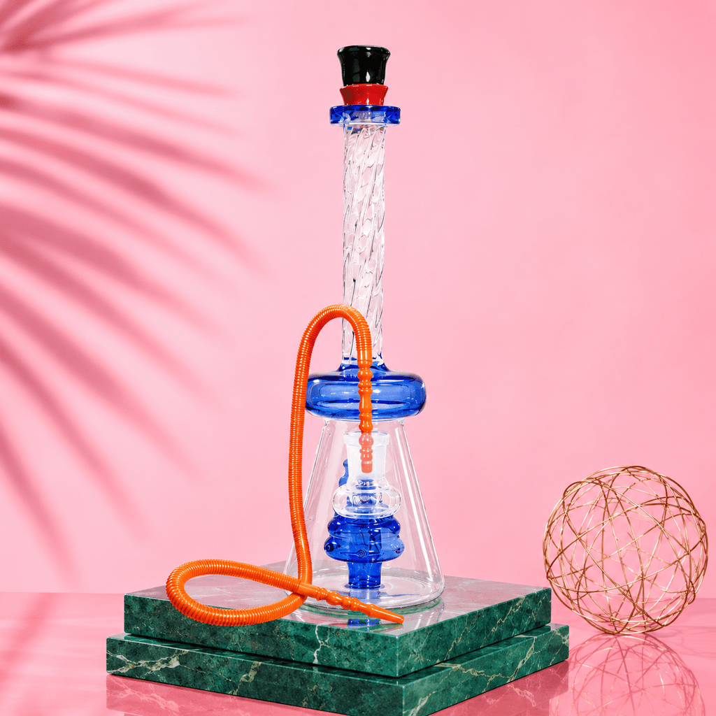Wavy Neck Glass Waterpipe with Percolator 24cm | Shisha Glass
