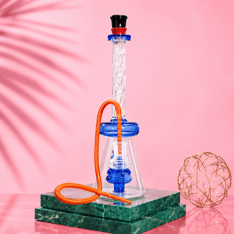 Wavy Neck Glass Waterpipe with Percolator 24cm | Shisha Glass