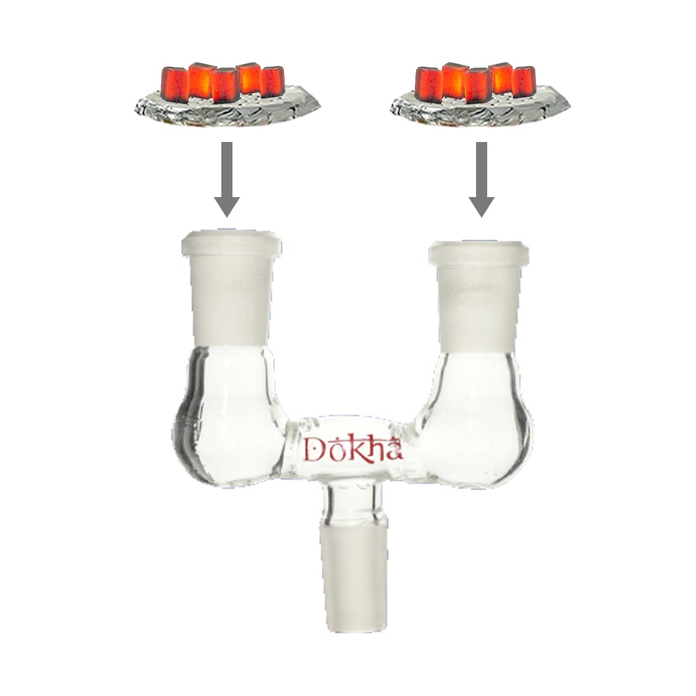 18mm/14mm Male to Female Double Glass Adapter - Shisha Glass