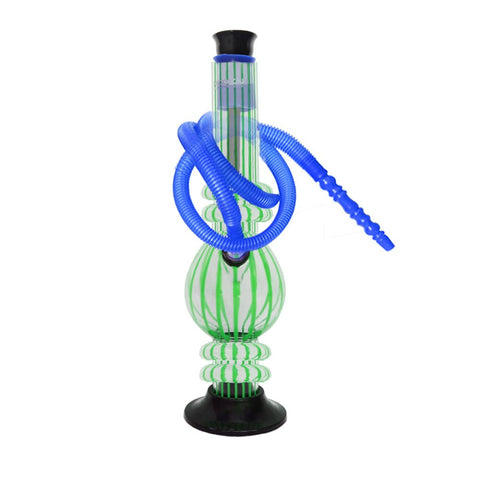 Acrylic Round Base with Quadruple Ring Neck Bong 32cm - Shisha Glass