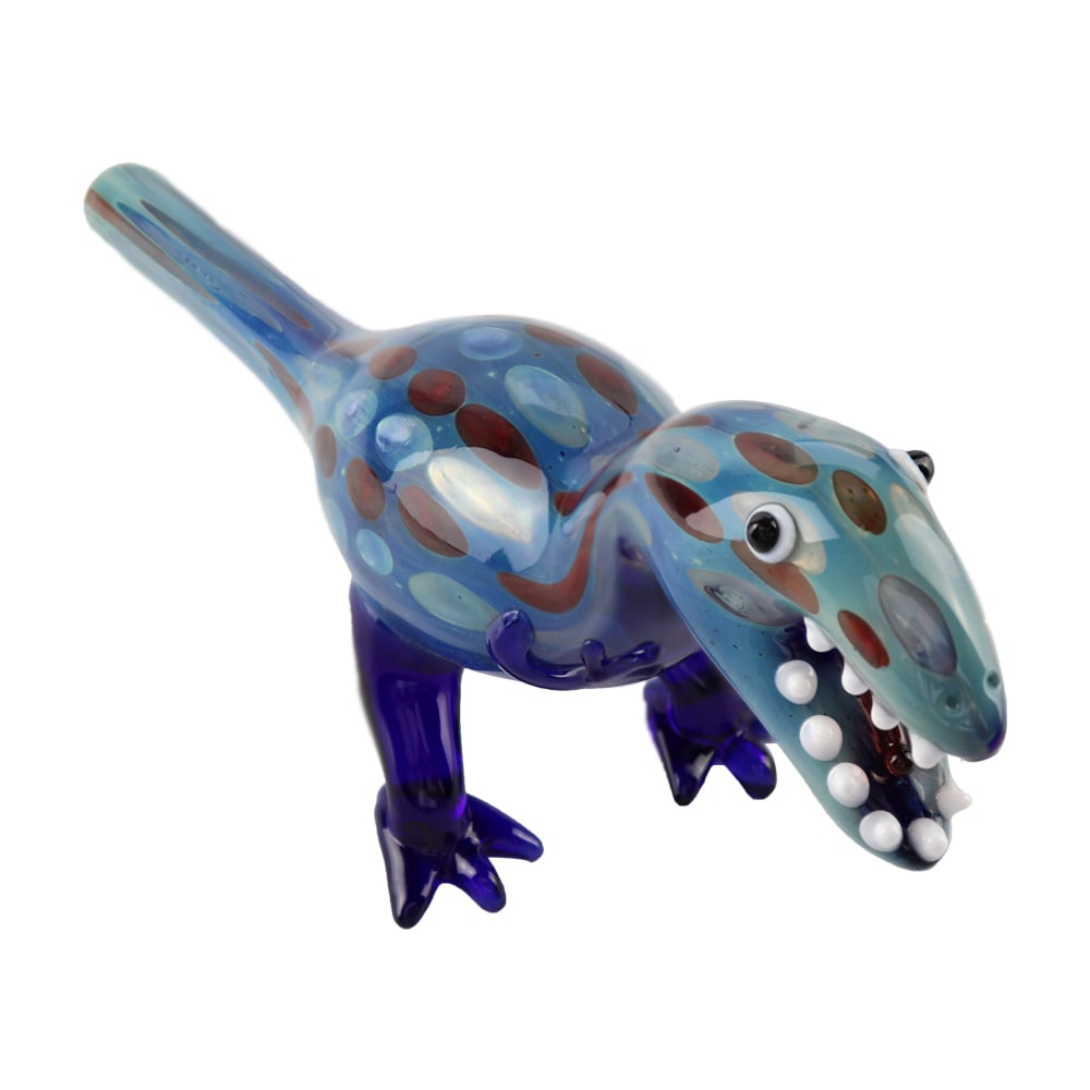 Blue Glass Dinosaur Hand Weed Pipe 22cm - Shisha Glass