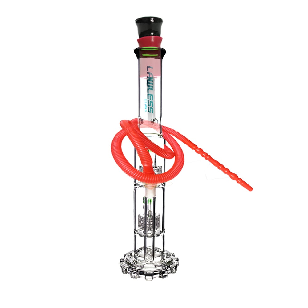 Cog Base Glass Waterpipe with Double Percolator 47cm | Shisha Glass