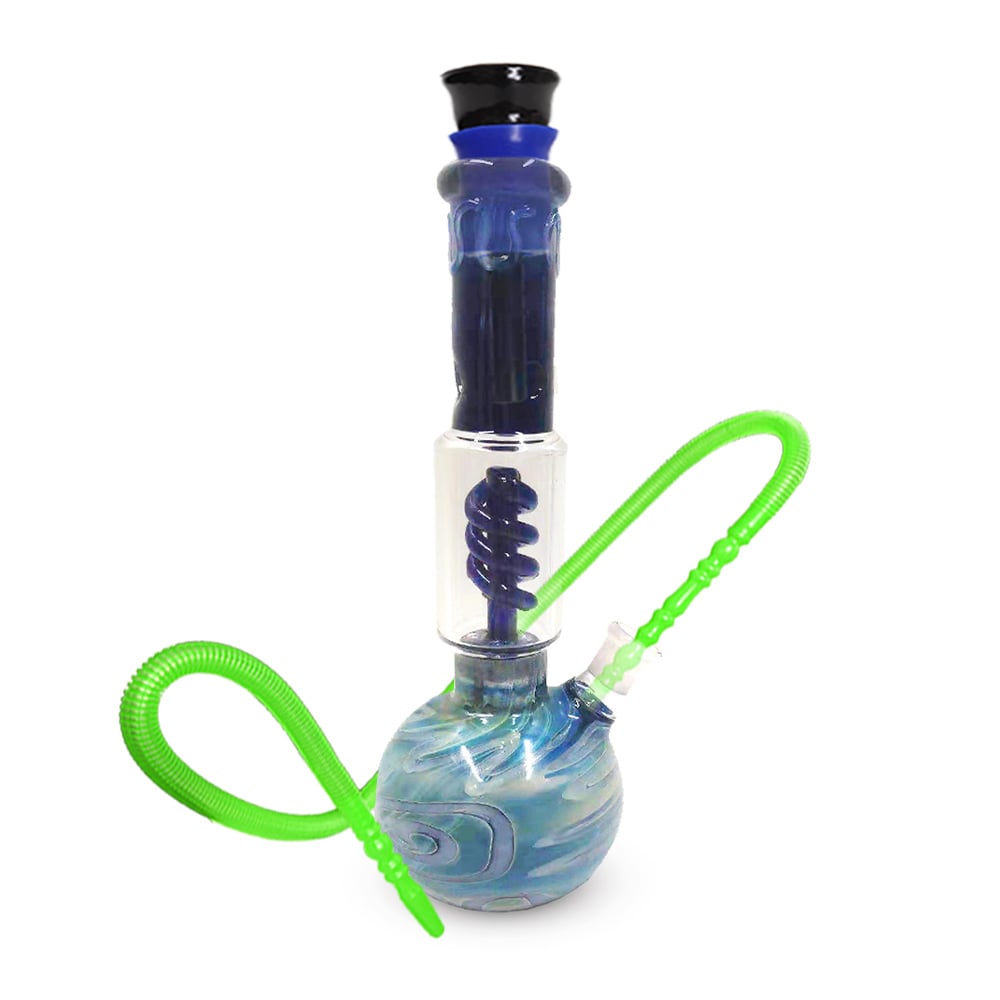 Coloured Texture Glass Bong with Coil Percolator 28cm - Shisha Glass