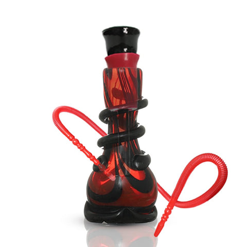 Coloured Twister Round Base Thin Neck Glass Bong 15.2cm - Shisha Glass