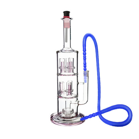 Cylinder Glass Bong with Double Percolator 45.5cm - Shisha Glass