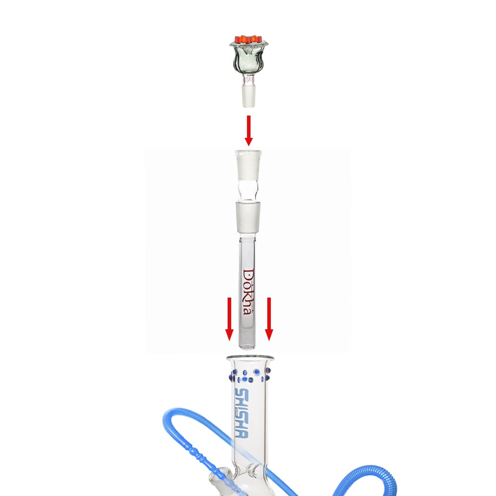 Dokha ガラス シーシャ ステム 18mm オス - 14mm メス 15cm