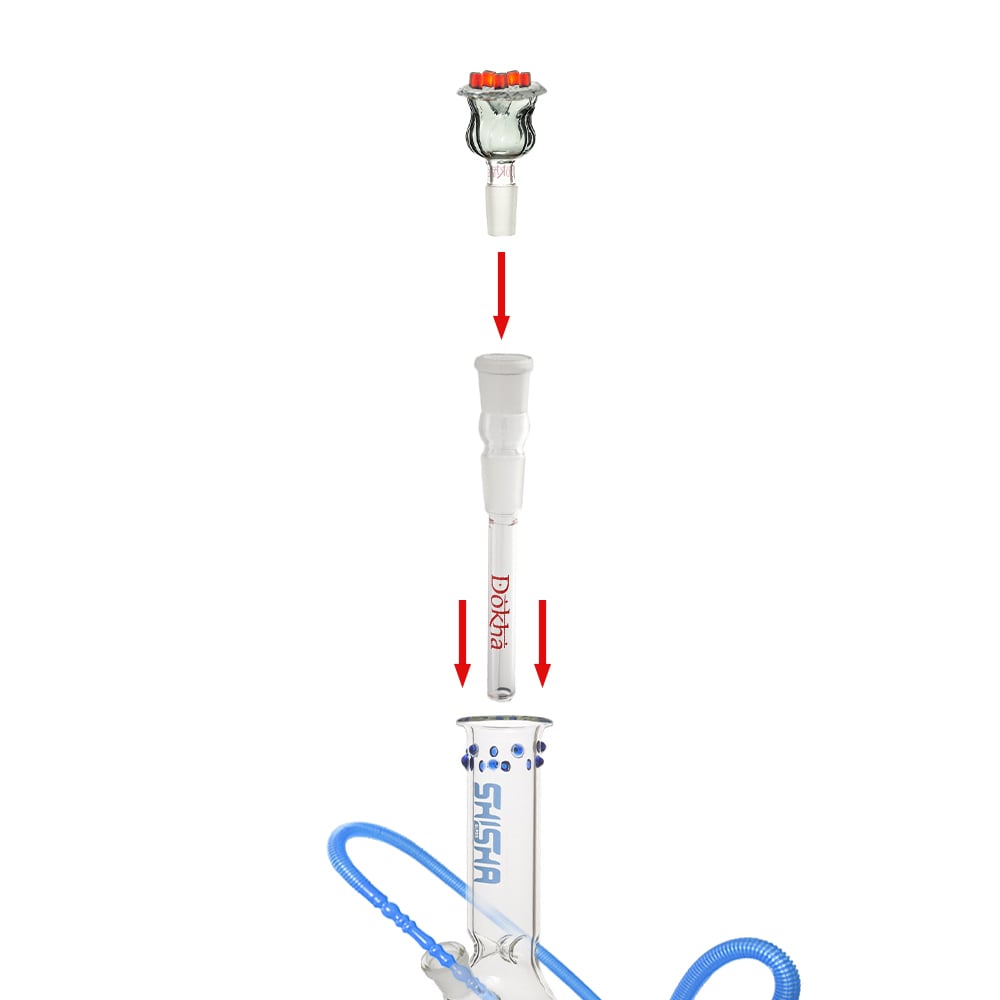 Dokha Glass Shisha Stem 18mm Male To 18mm Female 15.5cm
