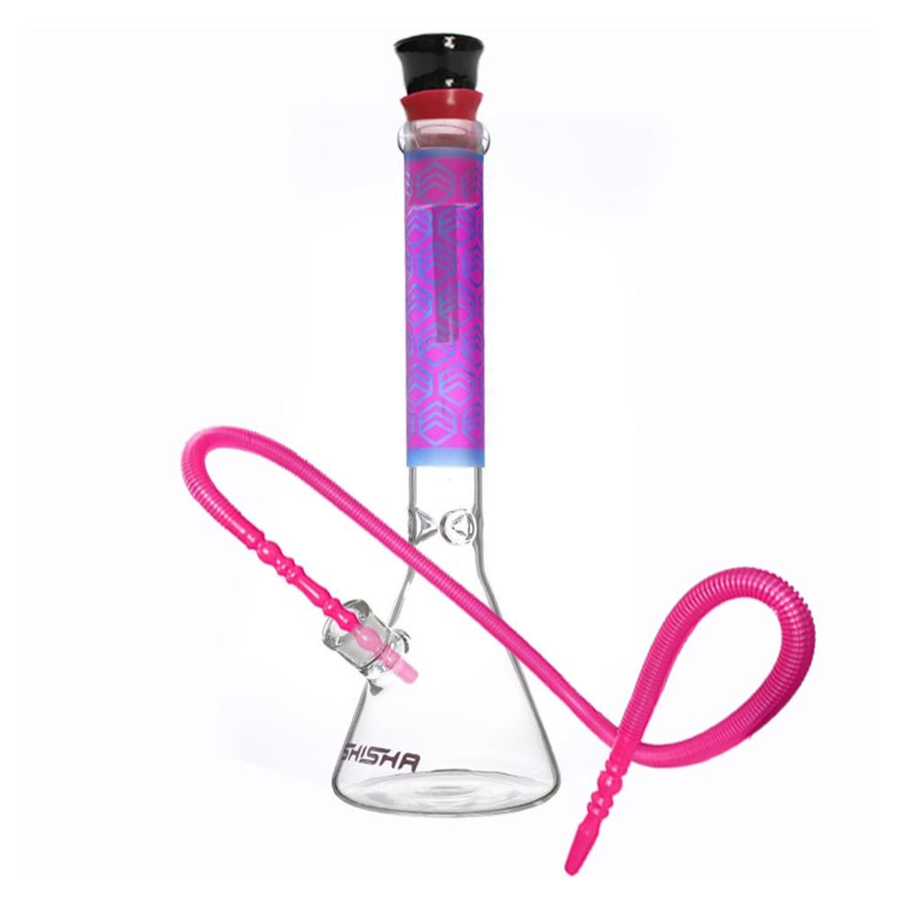 Glass Beaker Base Colorful Neck Bong with Ice Catcher 41cm - Shisha Glass