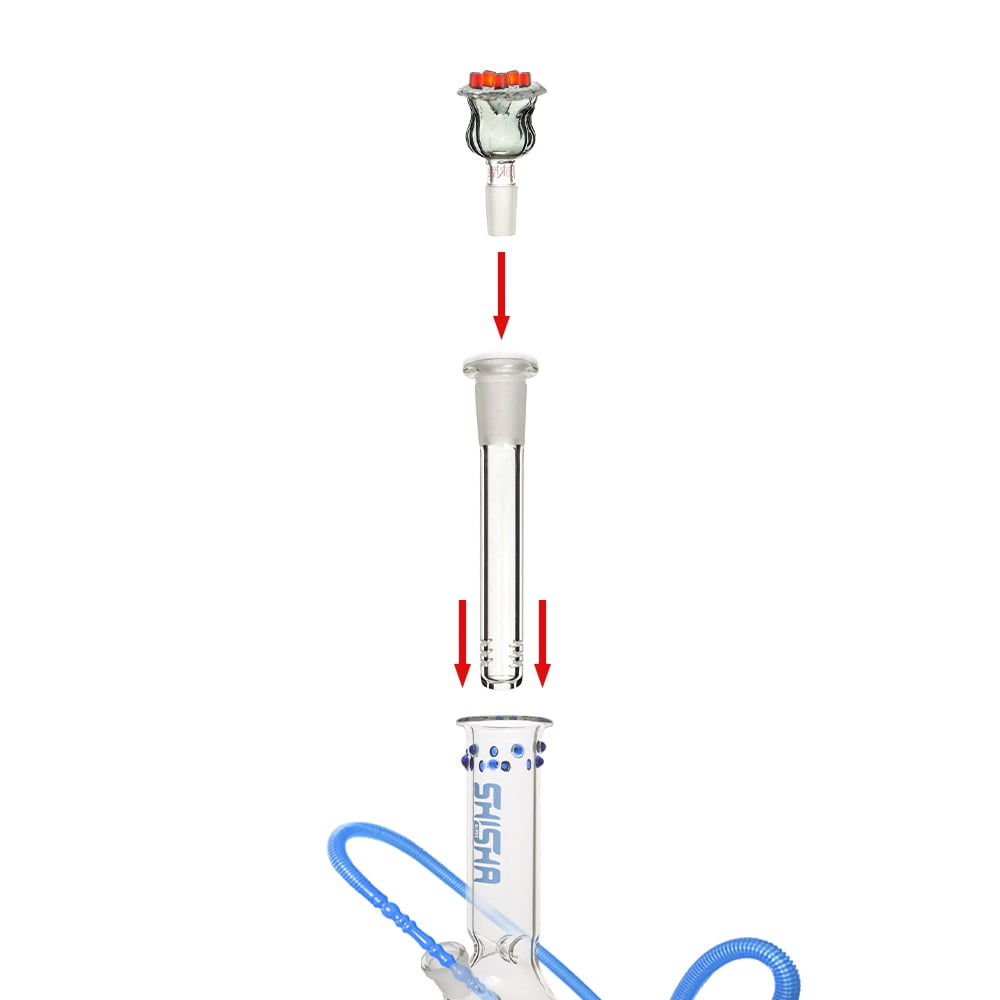 Glass Shisha Stem 18mm/14mm Flush Mount Glass 13.5cm - Shisha Glass