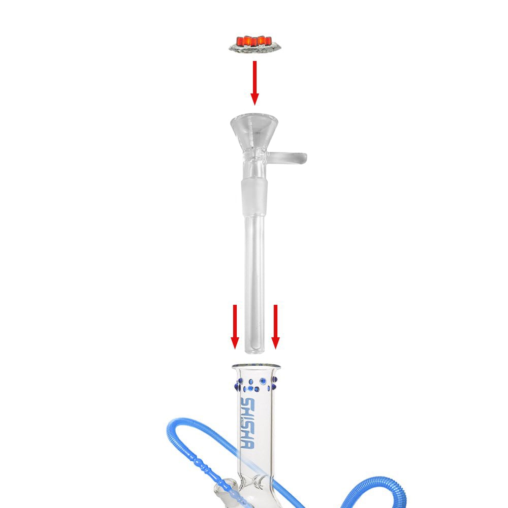 Glass Shisha Stem with Glass Bowl and Handle - Shisha Glass