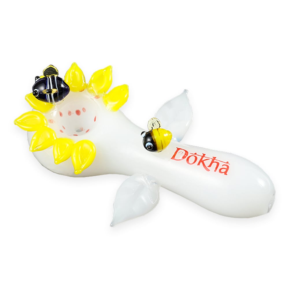 Glass Sunflower and Bees Weed Pipe - Shisha Glass