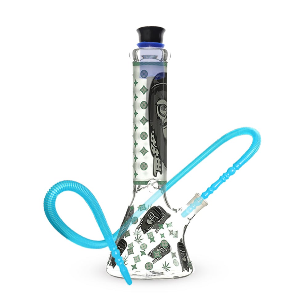 Glowing In Dark Angry Beaker Base Glass Bong 32cm - Shisha Glass