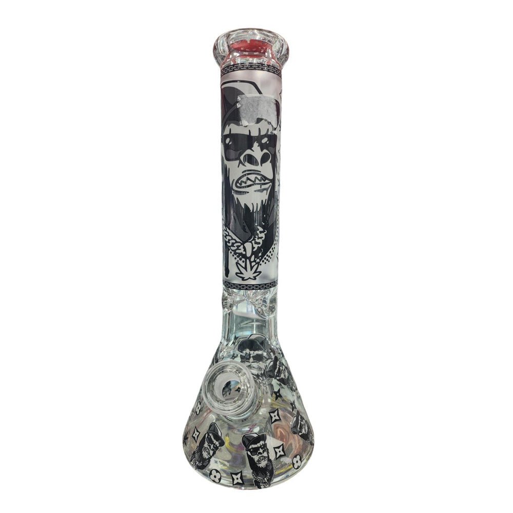 Glowing In Dark Angry Gorilla Beaker Base Glass Bong 36cm | Shisha Glass