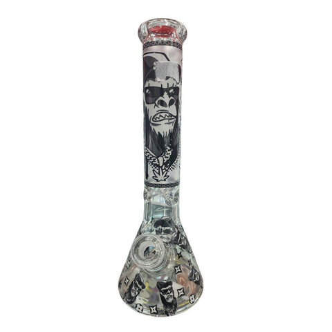Glowing In Dark Angry Gorilla Beaker Base Glass Bong 36cm | Shisha Glass
