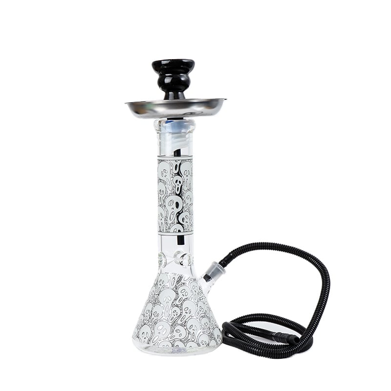 Glowing In Dark Shishaglass skull Beaker Base Bong 32cm with Ice Catcher - Shisha Glass