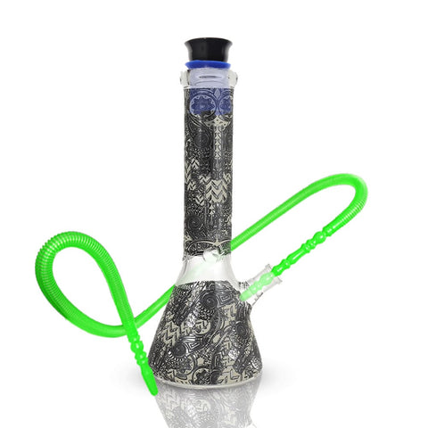 Glowing In Dark Tribal Pattern Beaker Base Glass Bong 32cm - Shisha Glass