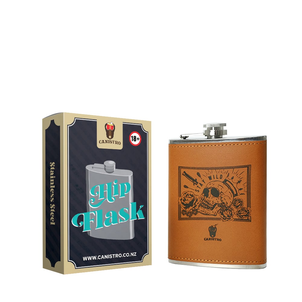 Hip Flask Leather 8oz - Shisha Glass