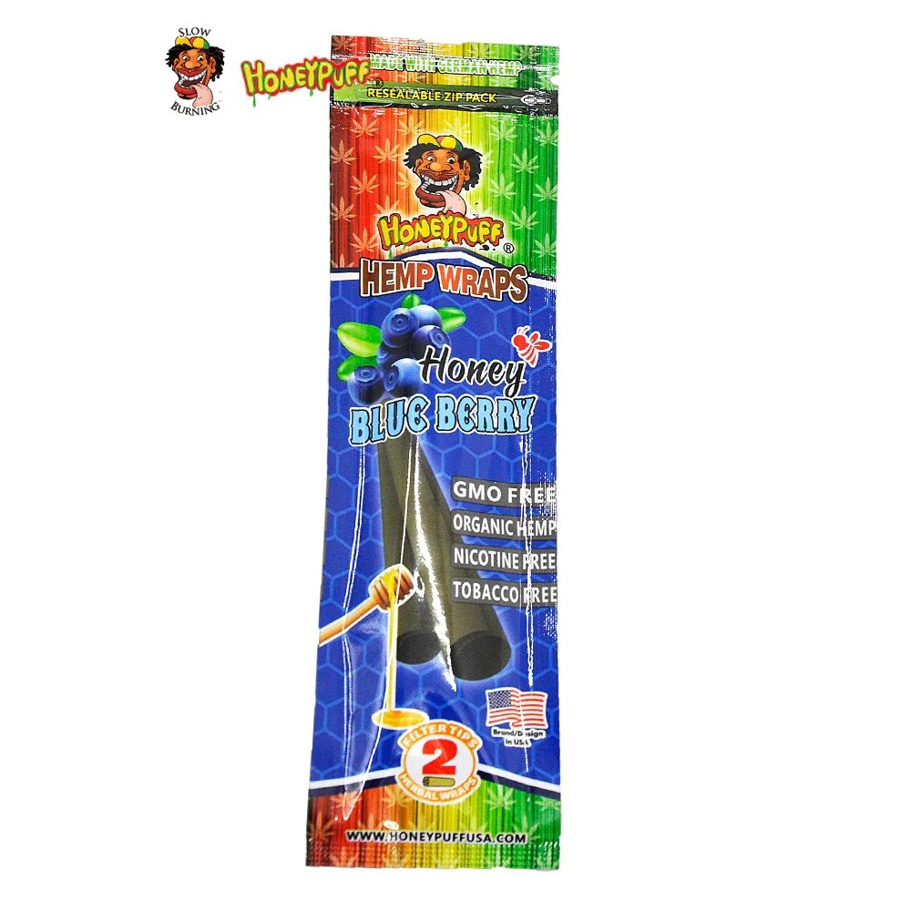 Honey Puff Natural Flavoured Hemp Wrap -Honey Blueberry (2pk) - Shisha Glass