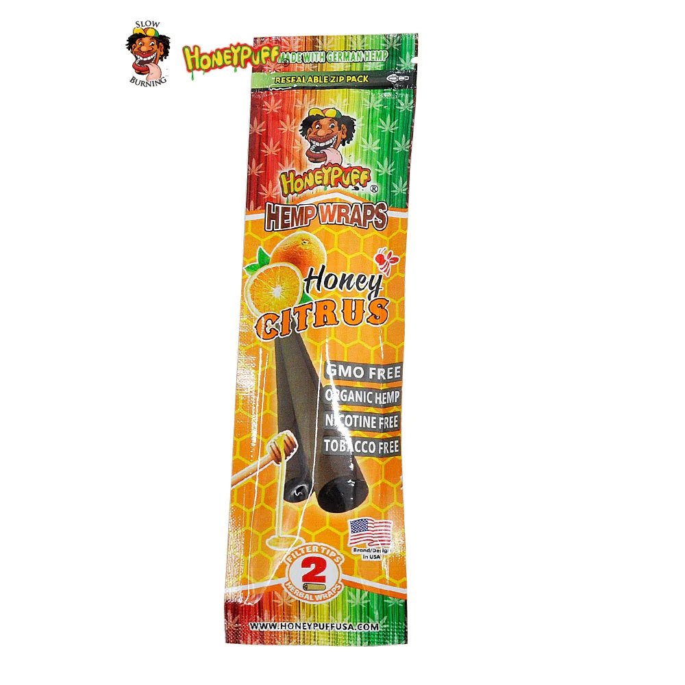 Honey Puff Natural Flavoured Hemp Wrap -Honey Citrus (2pk) - Shisha Glass
