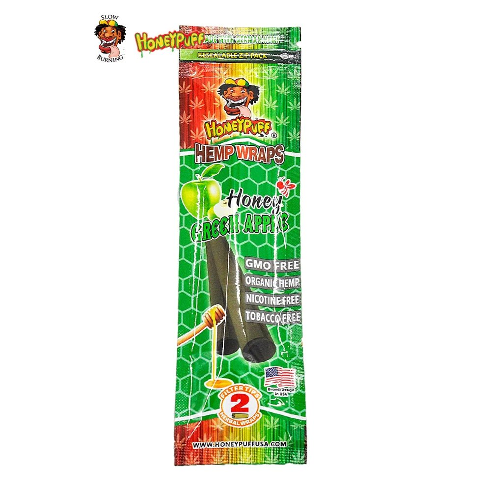 Honey Puff Natural Flavoured Hemp Wrap -Honey Green Apple (2pk) - Shisha Glass