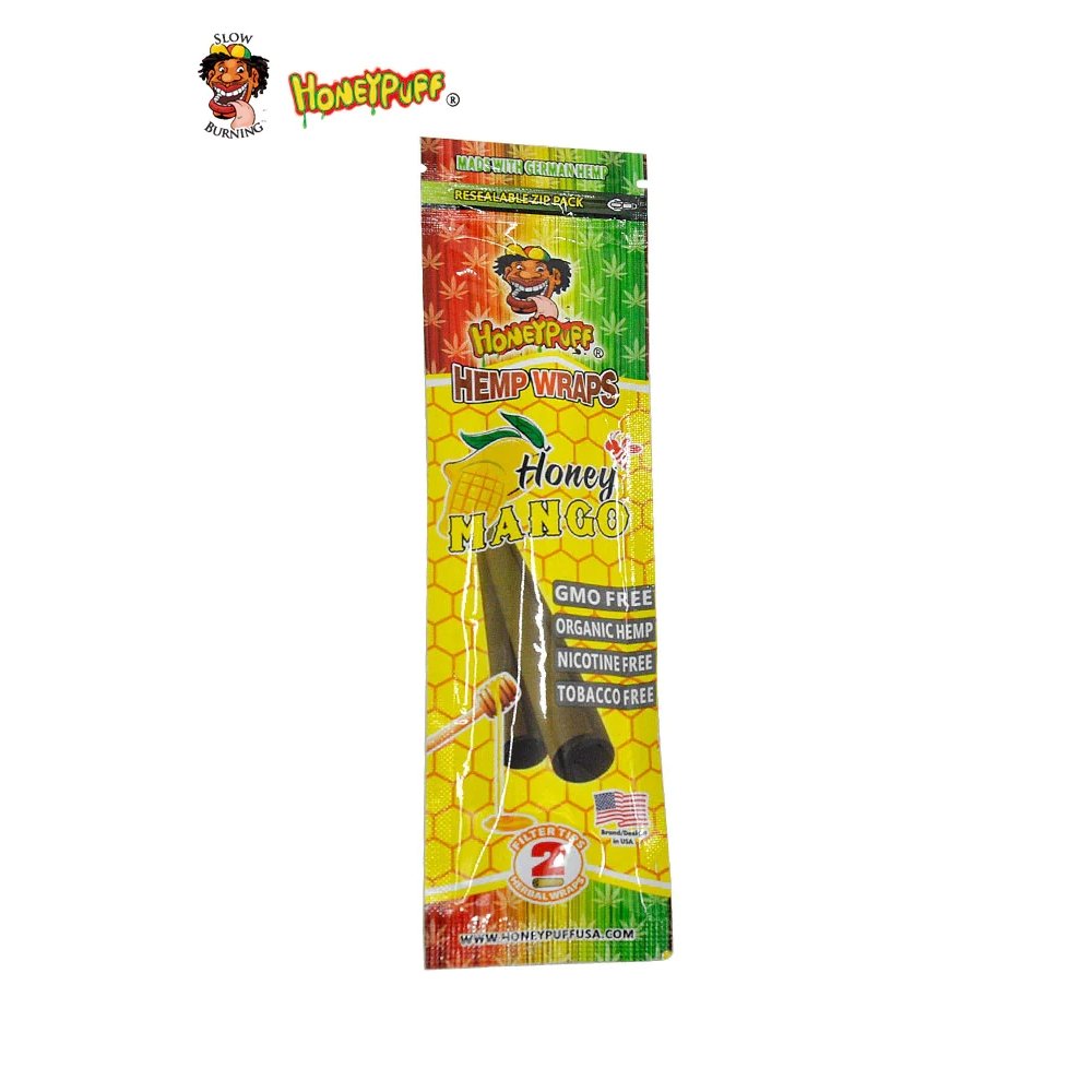 Honey Puff Natural Flavoured Hemp Wrap -Honey Mango (2pk) - Shisha Glass