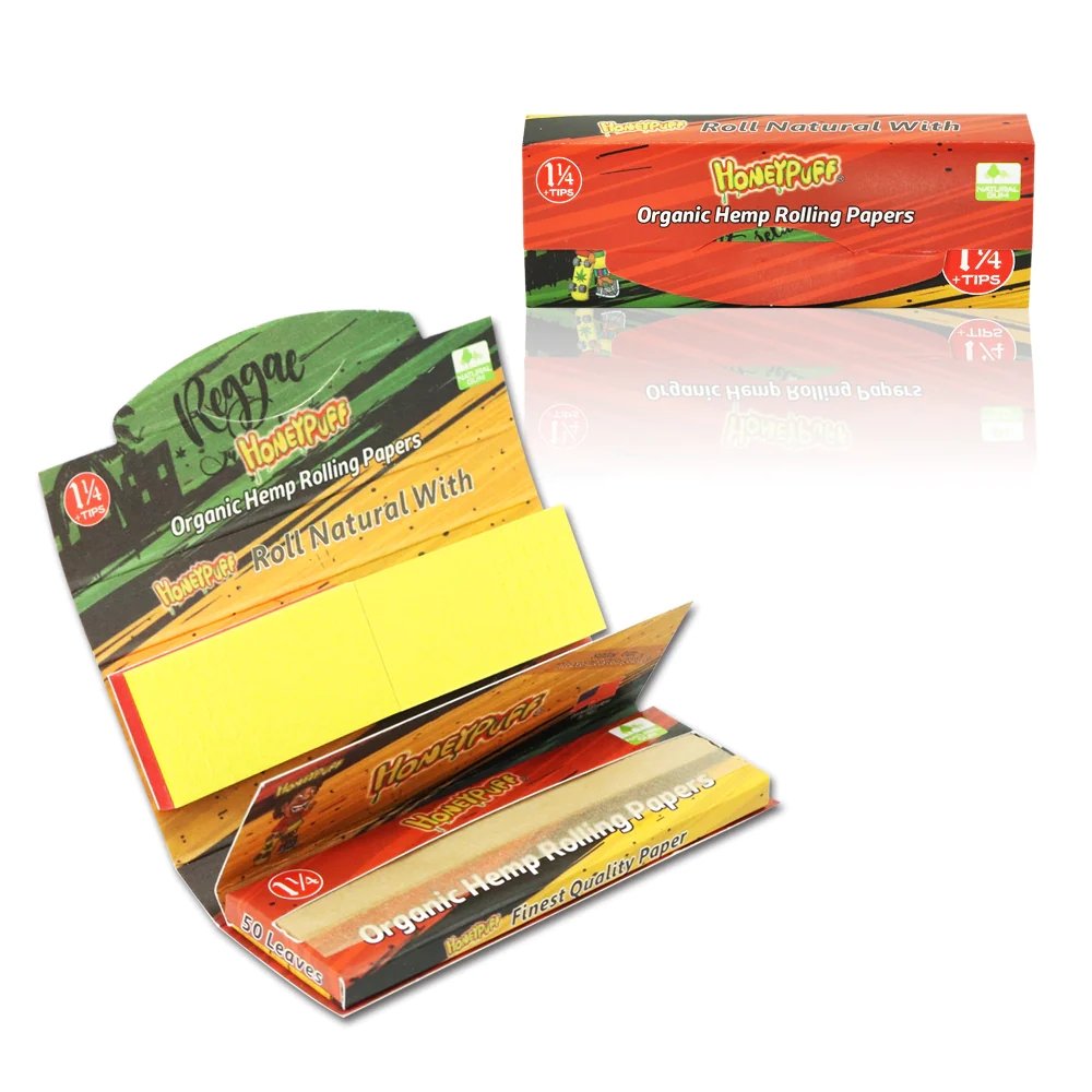 Honey Puff Organic Hemp Rolling Paper 1 1/4 + Tips - Shisha Glass