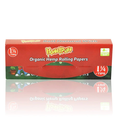 Honey Puff Organic Hemp Rolling Paper 1 1/4 + Tips - Shisha Glass