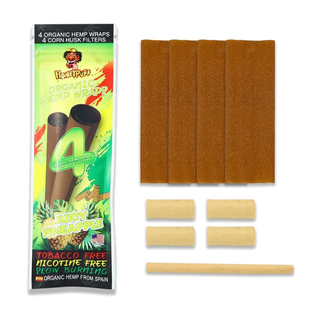 Honey Puff Organic Hemp Wrap -Juicy Pineapple (4pk) - Shisha Glass