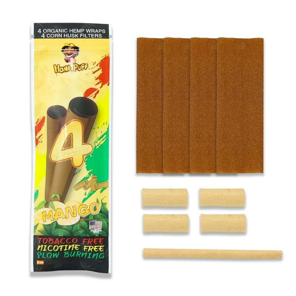 Honey Puff Organic Hemp Wraps -Mango (4pk) - Shisha Glass