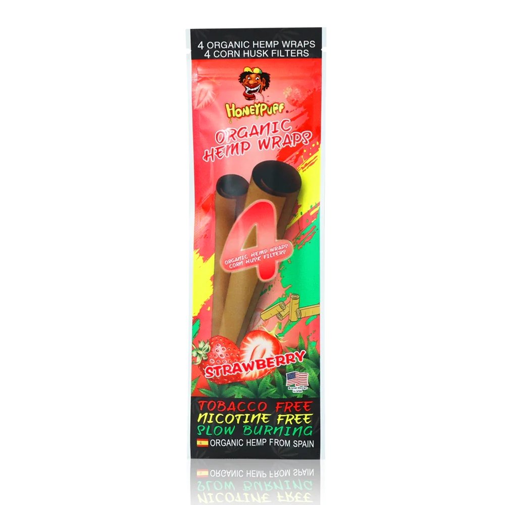 Honey Puff Organic Hemp Wraps -Strawberry (4pk) - Shisha Glass