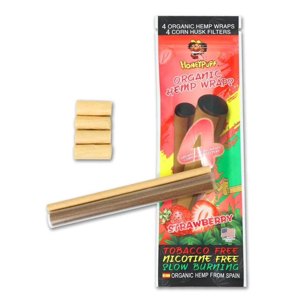 Honey Puff Organic Hemp Wraps -Strawberry (4pk) - Shisha Glass