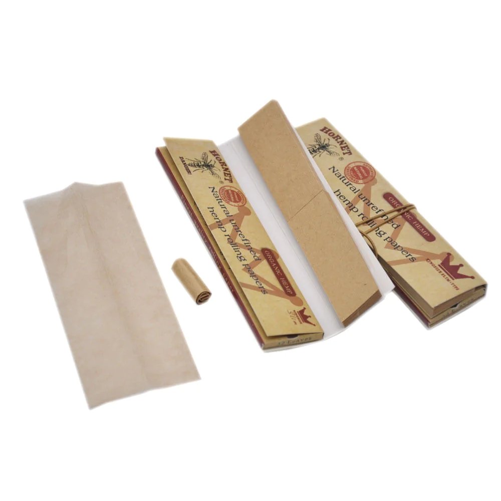 Hornet Organic Hemp Brown King Size Slim Rolling Papers + Tips - Shisha Glass