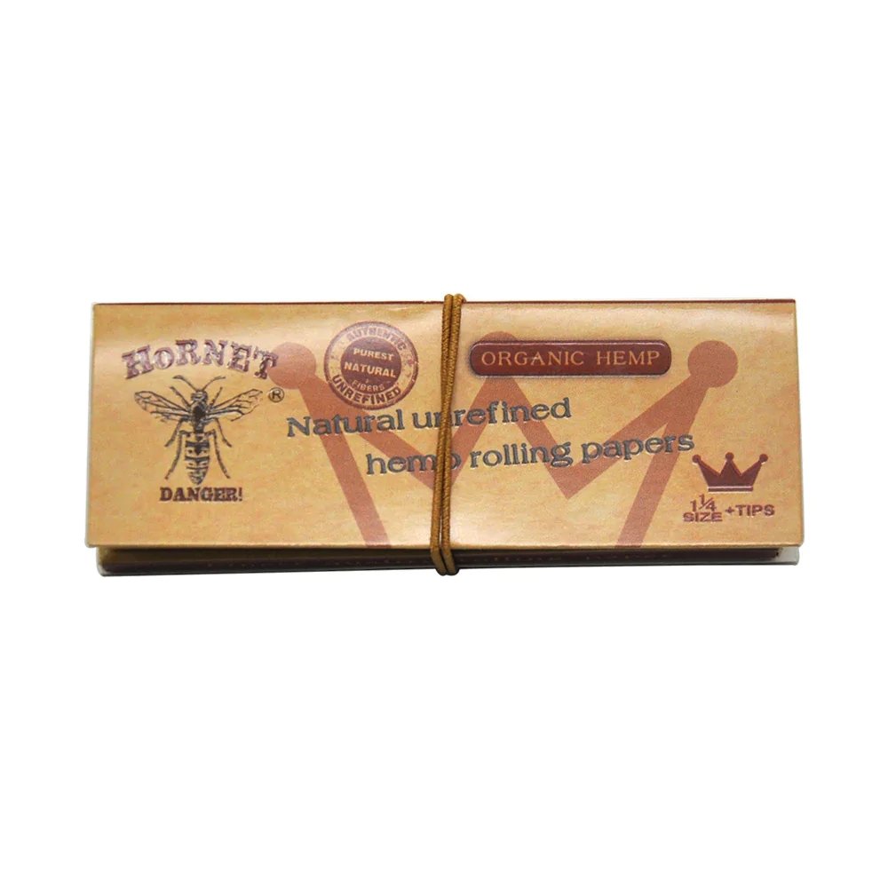 Hornet Organic Hemp Brown Rolling Papers 1 1/4 + Tips - Shisha Glass