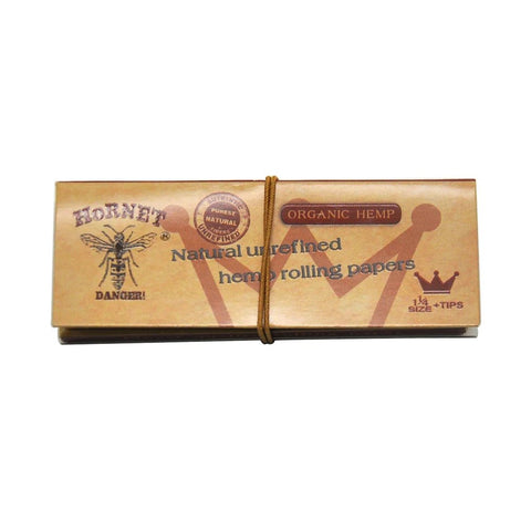 Hornet Organic Hemp Brown Rolling Papers 1 1/4 + Tips - Shisha Glass